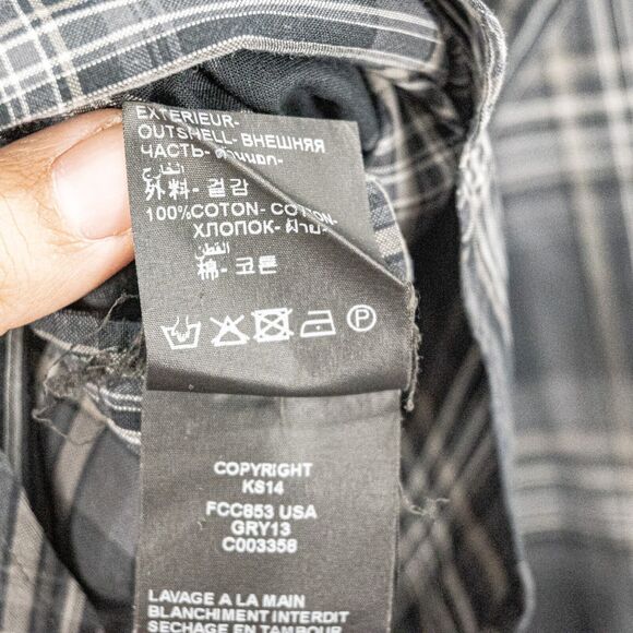 The Kooples Women's Button up Shirt in Black Gray Plaid Cotton Size Medium - Picture 5 of 7